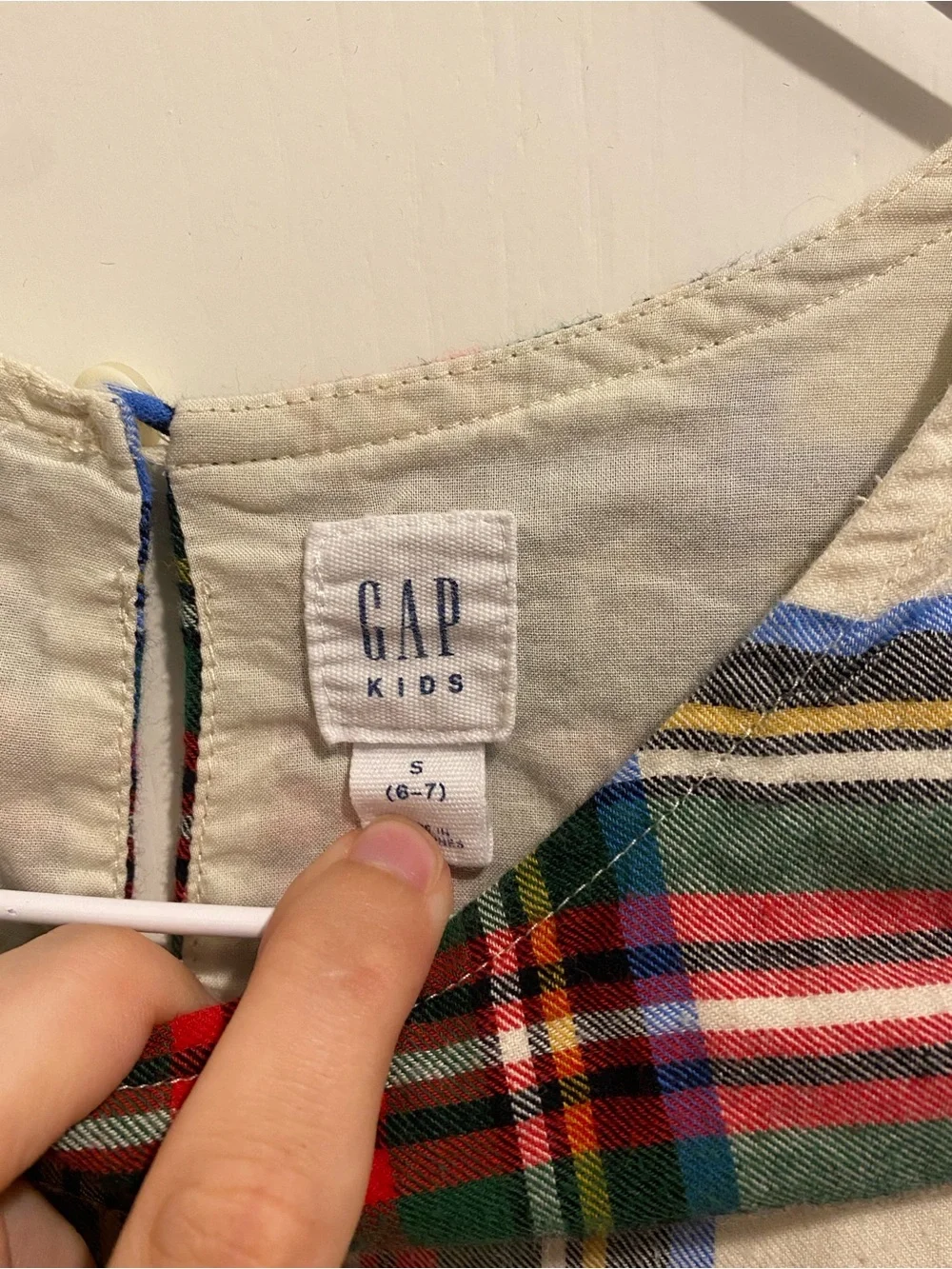 GAP Girls Plaid Tiered Long-Sleeve Dress - Red, Green, Blue, Cream